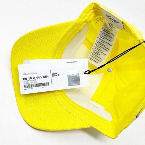 NEW MINI Cooper Cap BMW Group Hat Signet Lemon Yellow Adjustable Unisex One Size - Picture 10 of 14